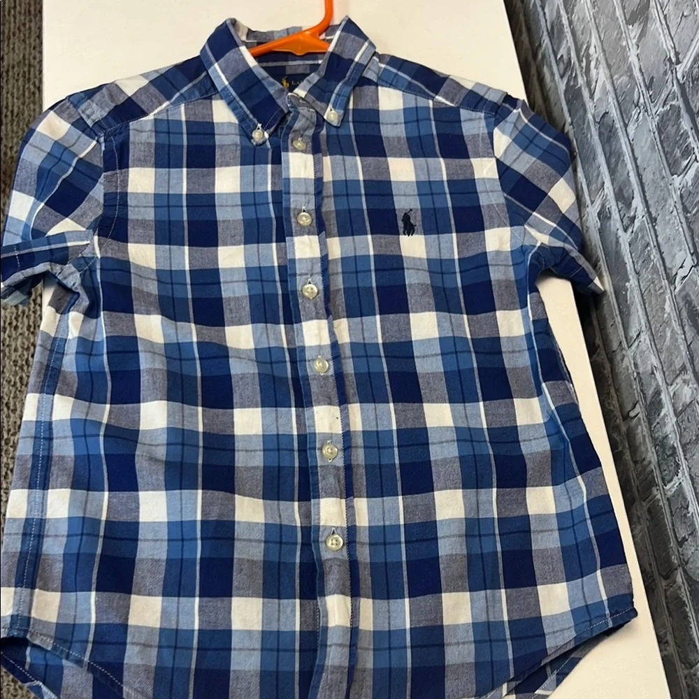 Boys Ralph‎ Lauren Navy and White Plaid Shirt